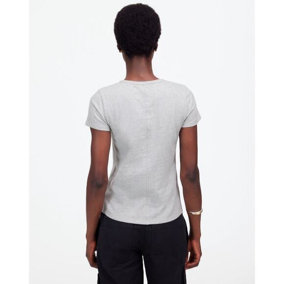 Madewell Essential Slim Tee WMNS L Heather Gray Lightweight Cotton Short Sleeve - Picture 2 of 9